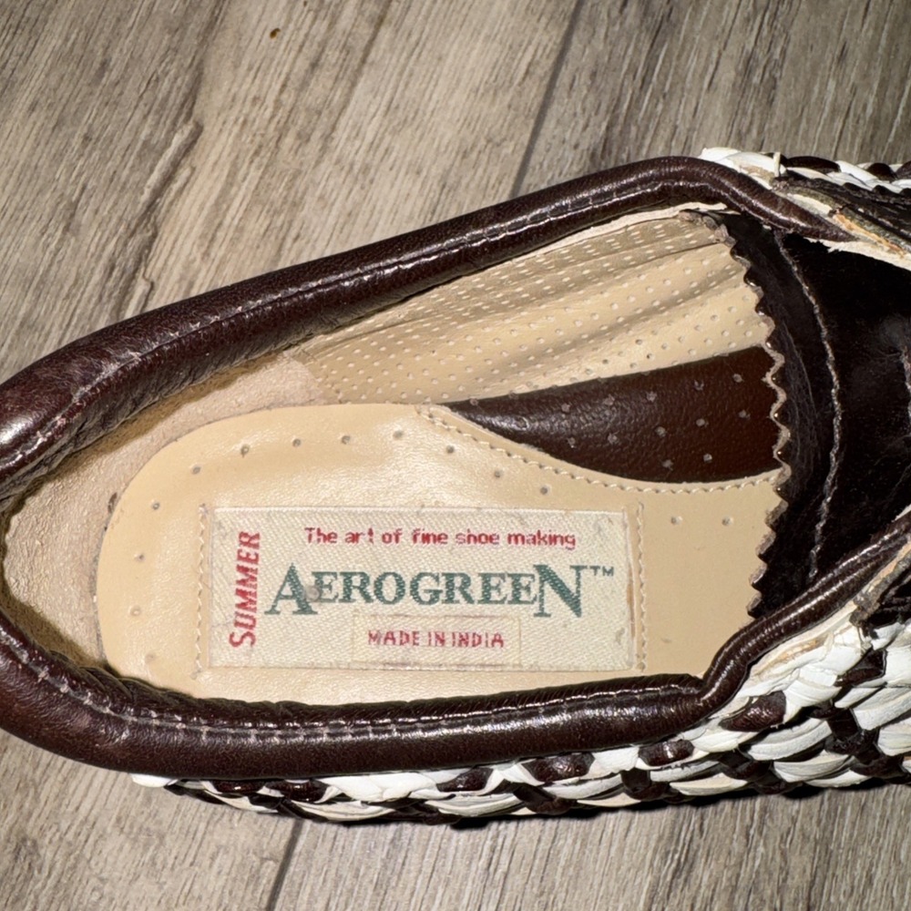 Aerogreen Women's Summer Golf Shoes Size 6.5 Basket Woven Leather Brown/White - Picture 4 of 8